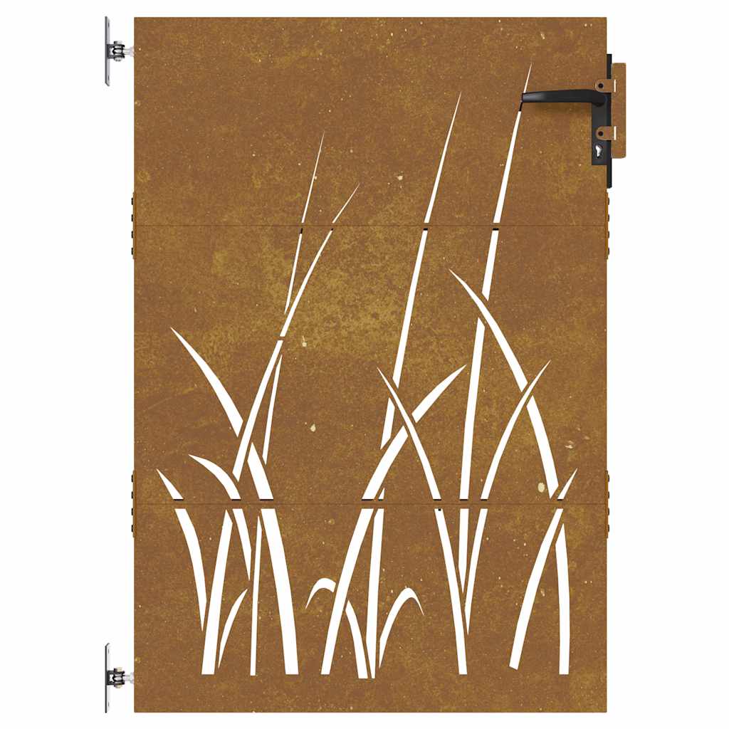 Cancello da giardino 85x125 cm in acciaio Corten con design erba | homemem39