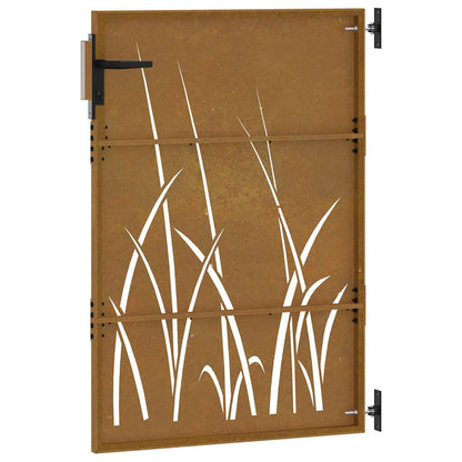 Cancello da giardino 85x125 cm in acciaio Corten con design erba | homemem39