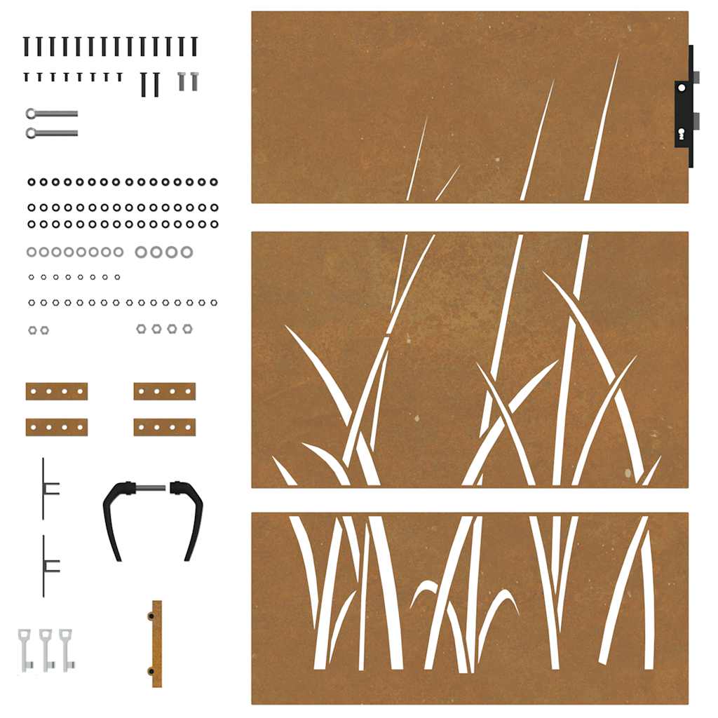 Cancello da giardino 85x125 cm in acciaio Corten con design erba | homemem39