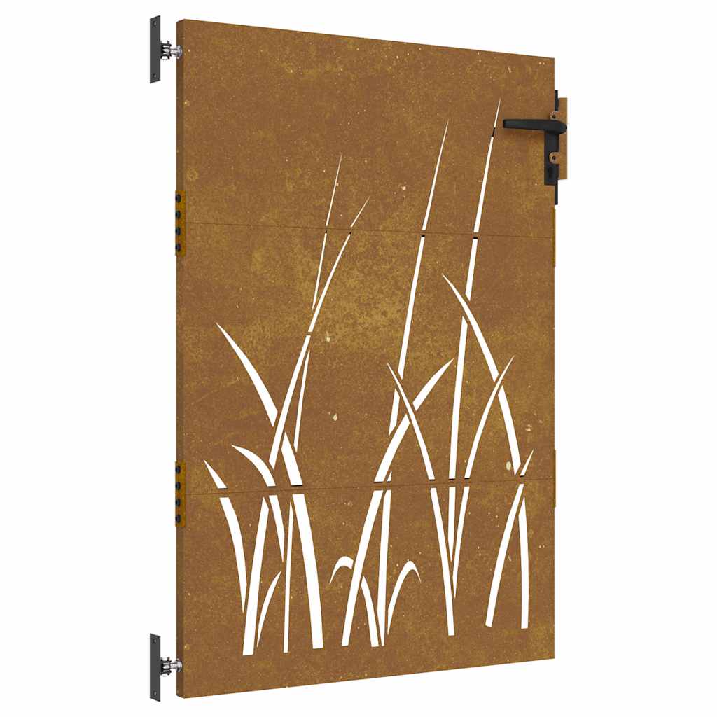 Cancello da giardino 85x150 cm in acciaio Corten con design erba | homemem39