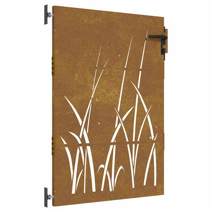 Cancello da giardino 85x150 cm in acciaio Corten con design erba | homemem39