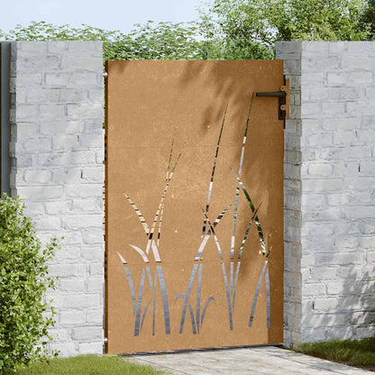 Cancello da giardino 85x150 cm in acciaio Corten con design erba | homemem39