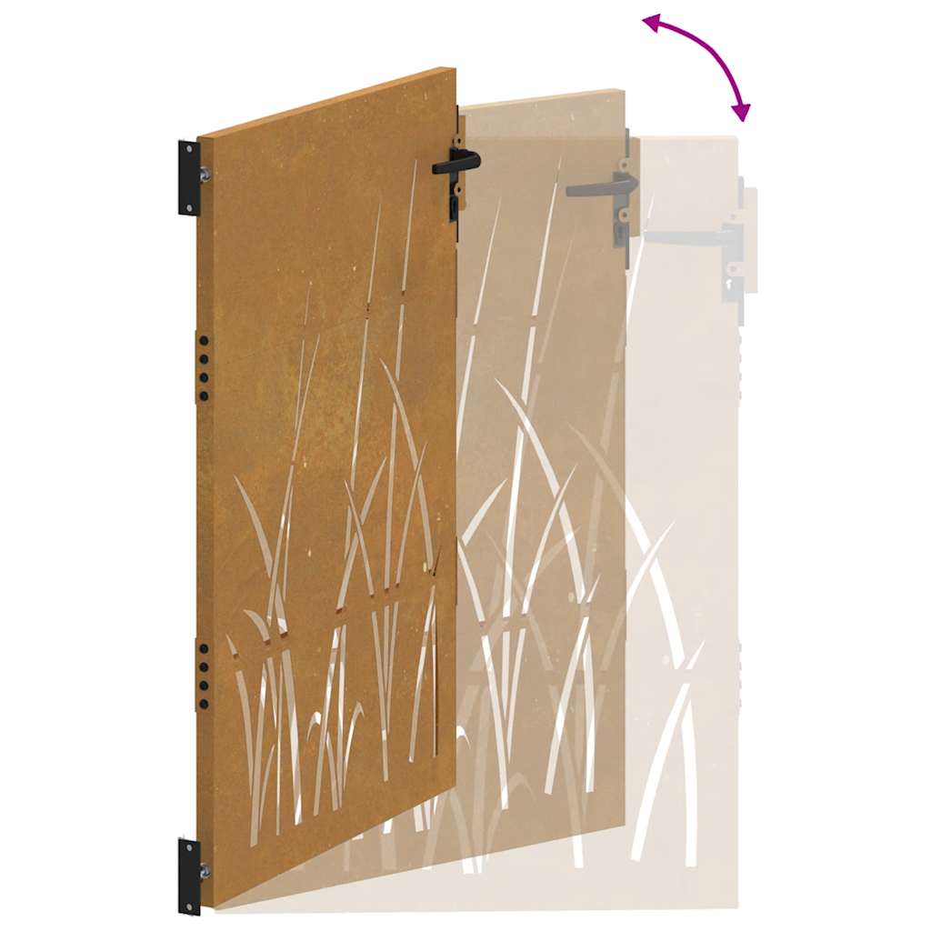Cancello da giardino 85x150 cm in acciaio Corten con design erba | homemem39