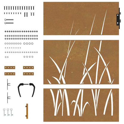 Cancello da giardino 85x150 cm in acciaio Corten con design erba | homemem39