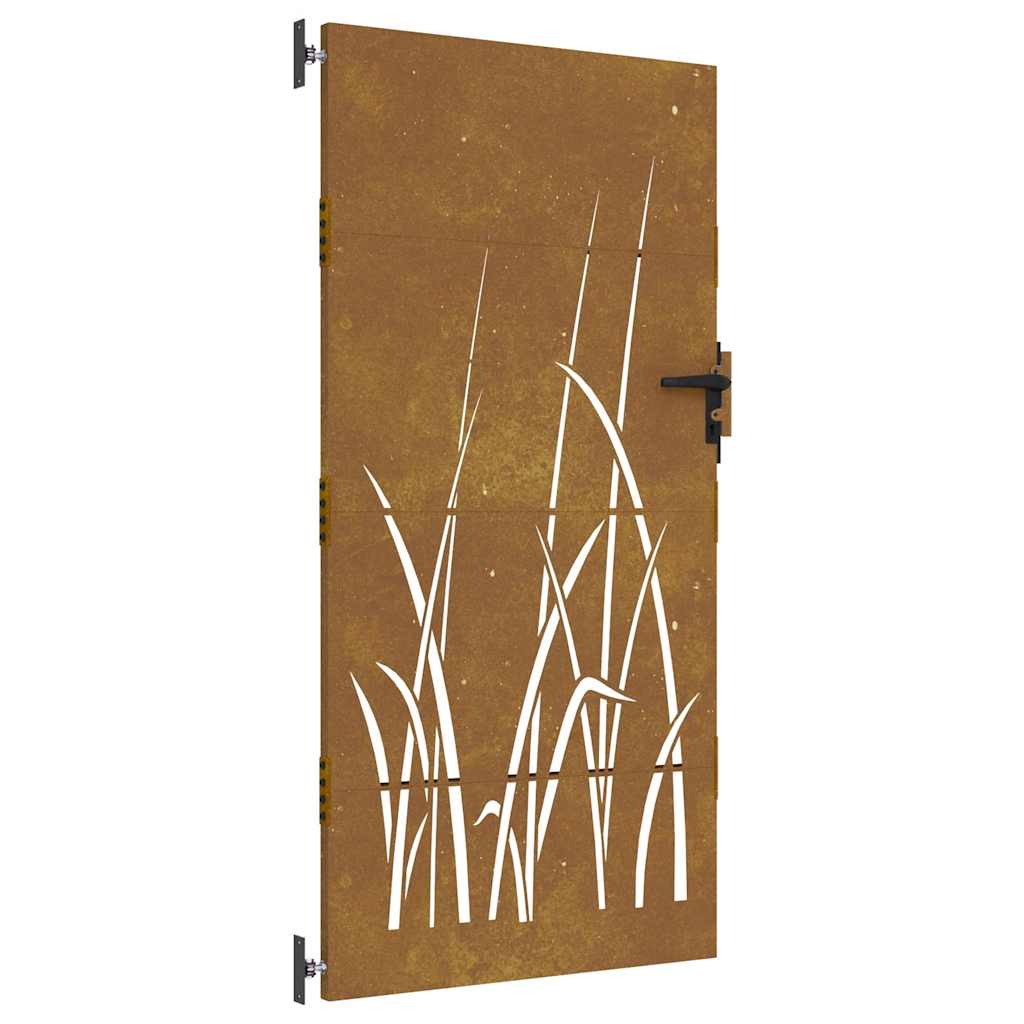 Cancello da giardino 85x175 cm in acciaio Corten con design erba | homemem39