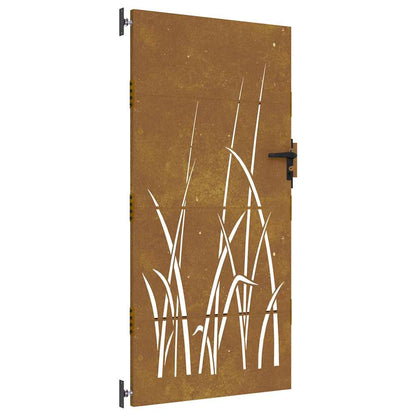 Cancello da giardino 85x175 cm in acciaio Corten con design erba | homemem39