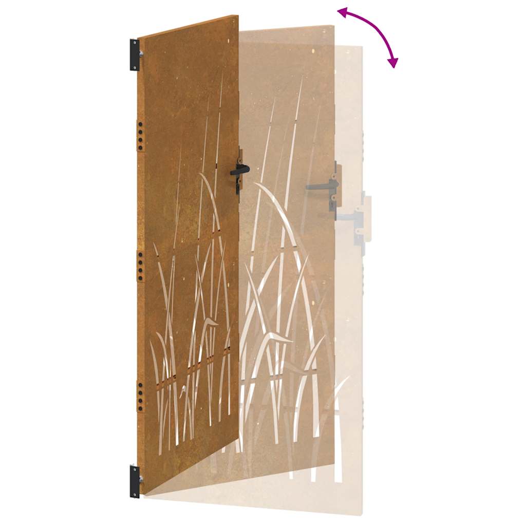 Cancello da giardino 85x175 cm in acciaio Corten con design erba | homemem39