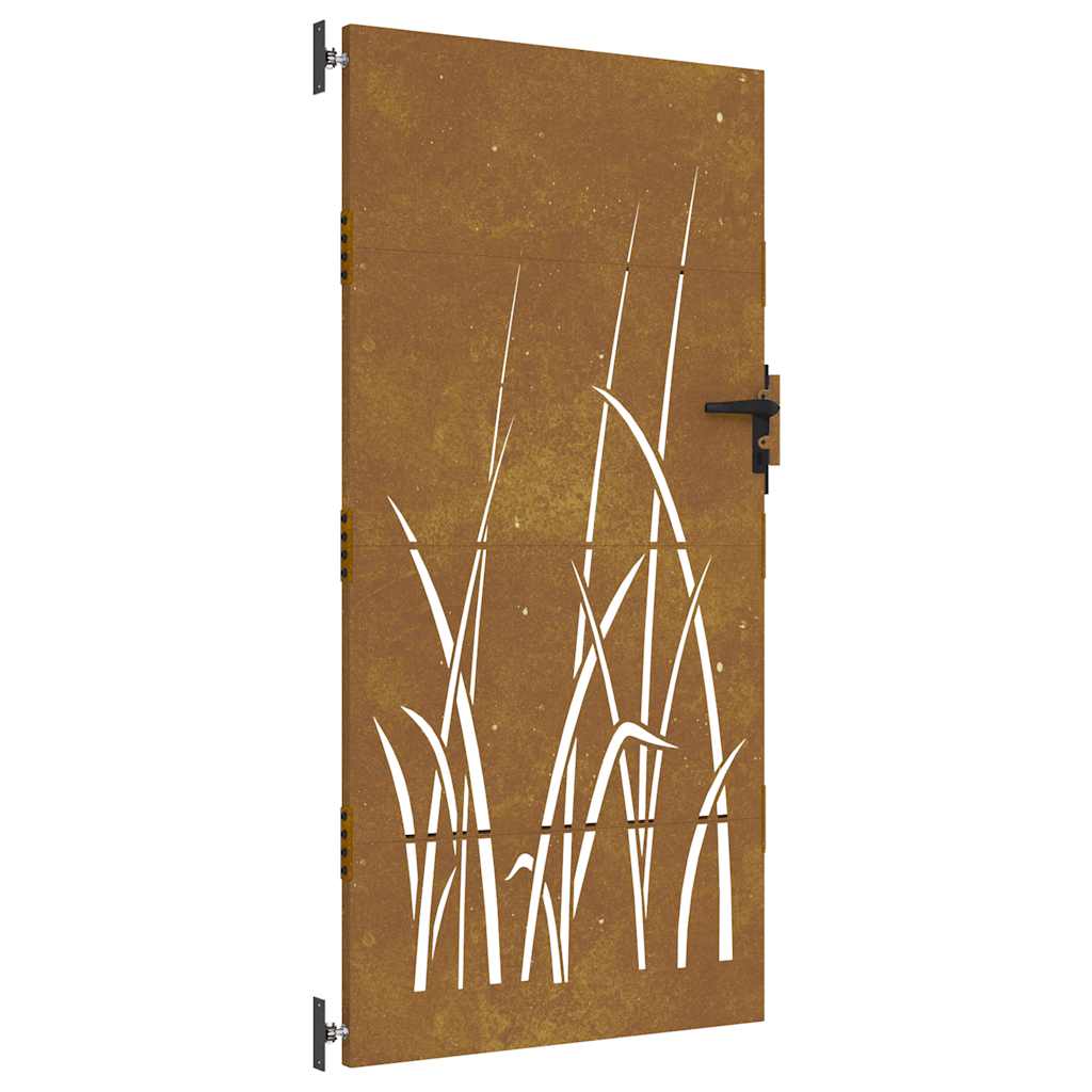 Cancello da giardino 85x200 cm in acciaio Corten con design erba | homemem39