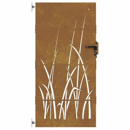 Cancello da giardino 85x200 cm in acciaio Corten con design erba | homemem39