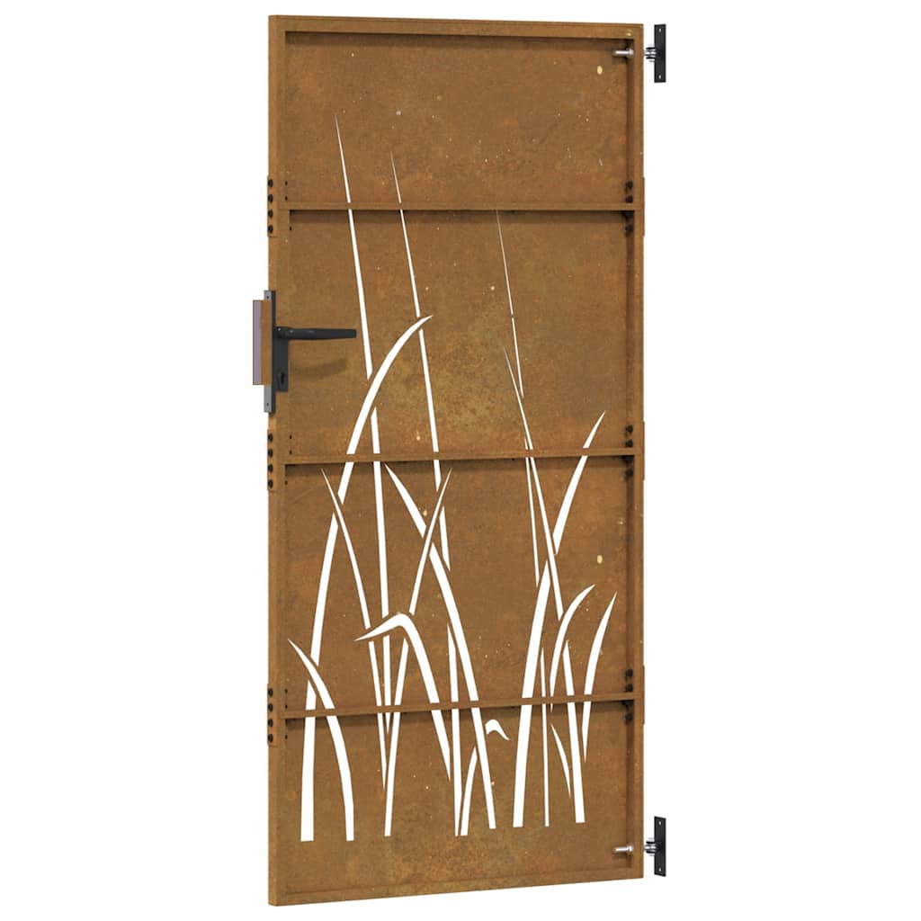 Cancello da giardino 85x200 cm in acciaio Corten con design erba | homemem39