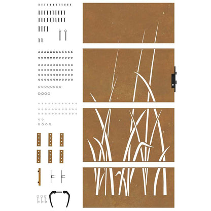 Cancello da giardino 85x200 cm in acciaio Corten con design erba | homemem39