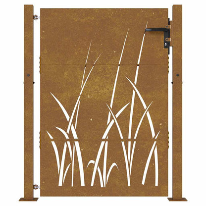 Cancello da giardino 100x150 cm in acciaio Corten con design erba | homemem39