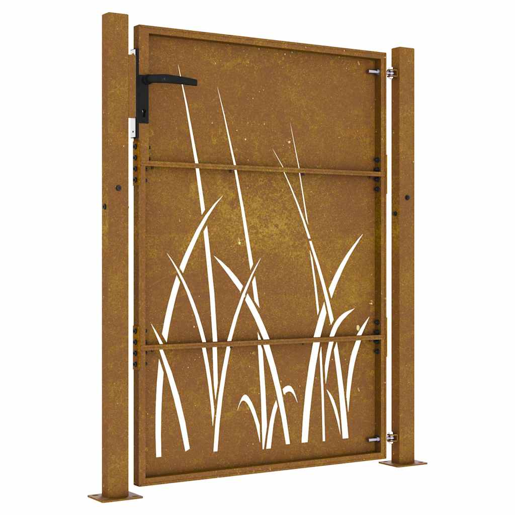 Cancello da giardino 100x150 cm in acciaio Corten con design erba | homemem39