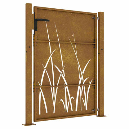 Cancello da giardino 100x150 cm in acciaio Corten con design erba | homemem39