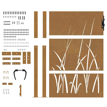 Cancello da giardino 100x150 cm in acciaio Corten con design erba | homemem39