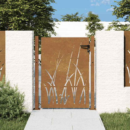 Cancello da giardino 100x150 cm in acciaio Corten con design erba | homemem39