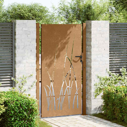 Cancello da giardino 100x175 cm in acciaio Corten con design erba | homemem39