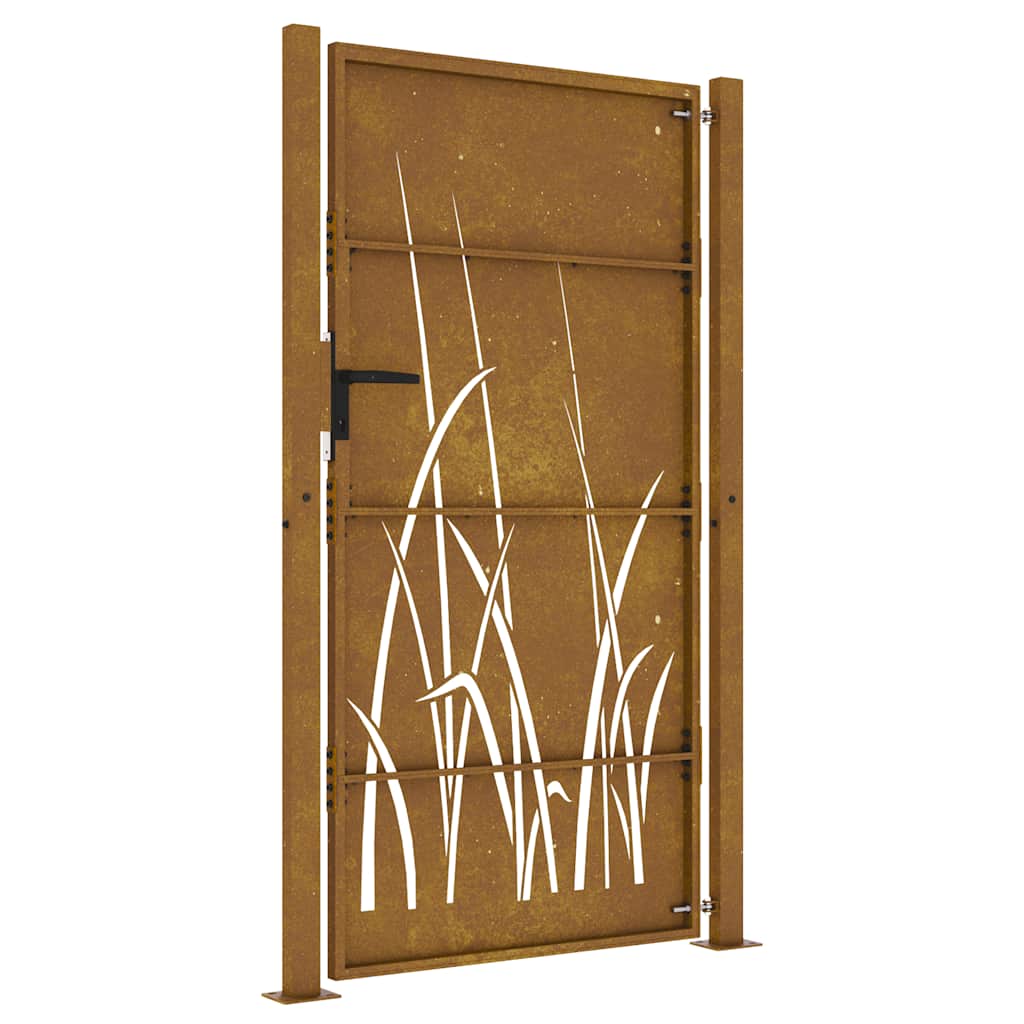 Cancello da giardino 100x175 cm in acciaio Corten con design erba | homemem39
