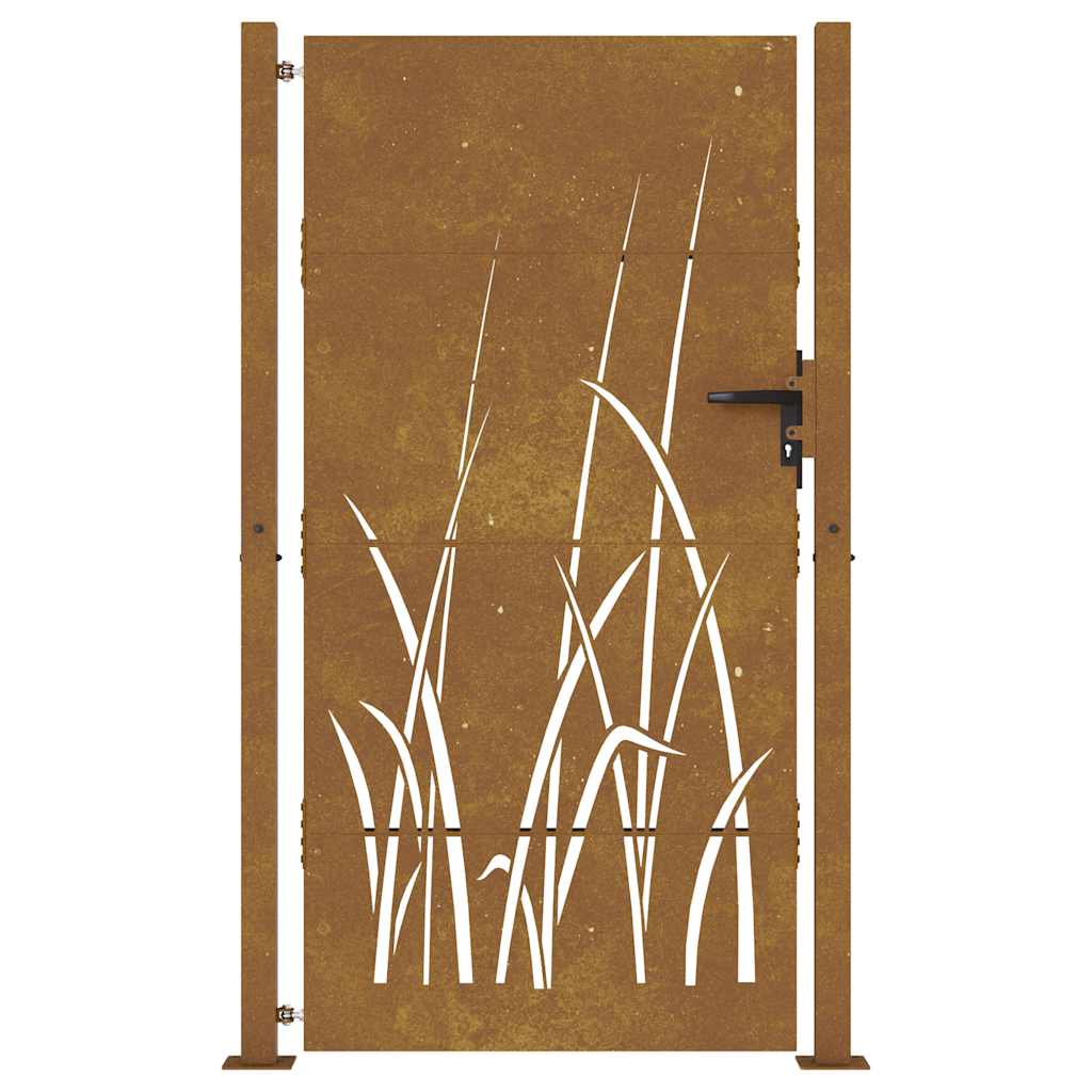 Cancello da giardino 100x200 cm in acciaio Corten con design erba | homemem39