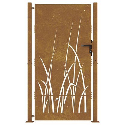 Cancello da giardino 100x200 cm in acciaio Corten con design erba | homemem39