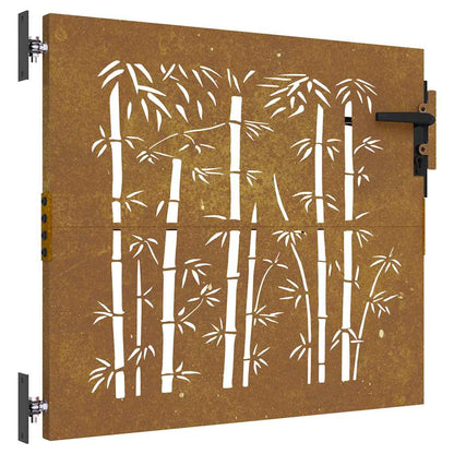 Cancello da giardino 85x75 cm in acciaio Corten e design in bambù | homemem39