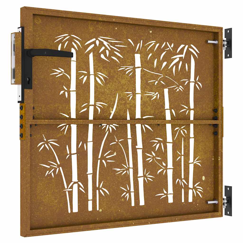 Cancello da giardino 85x75 cm in acciaio Corten e design in bambù | homemem39
