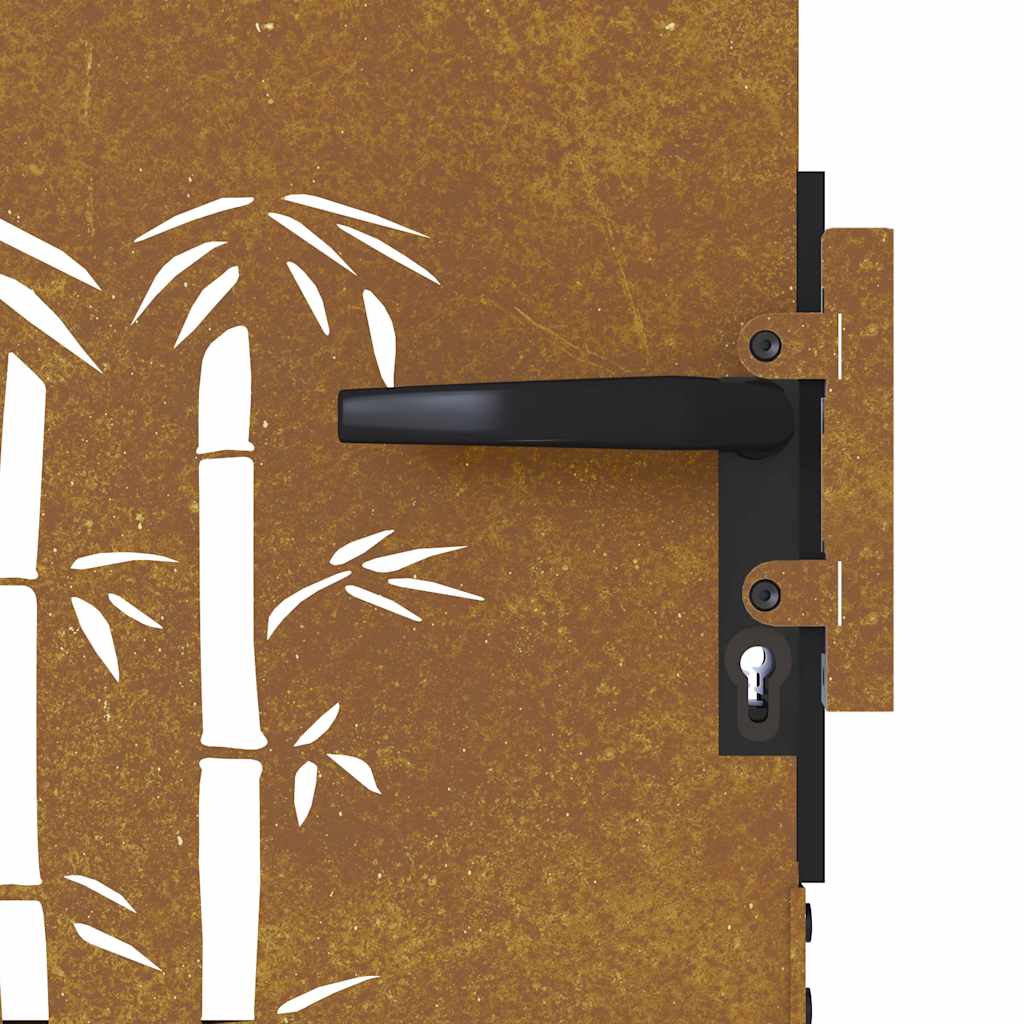 Cancello da giardino 85x75 cm in acciaio Corten e design in bambù | homemem39