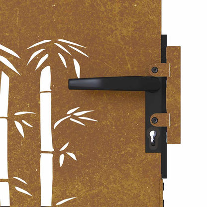 Cancello da giardino 85x75 cm in acciaio Corten e design in bambù | homemem39