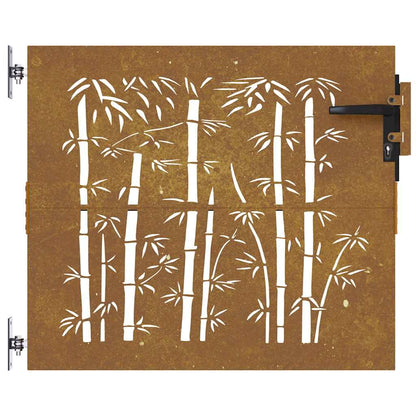 Cancello da giardino 85x100 cm in acciaio corten e bambù | homemem39