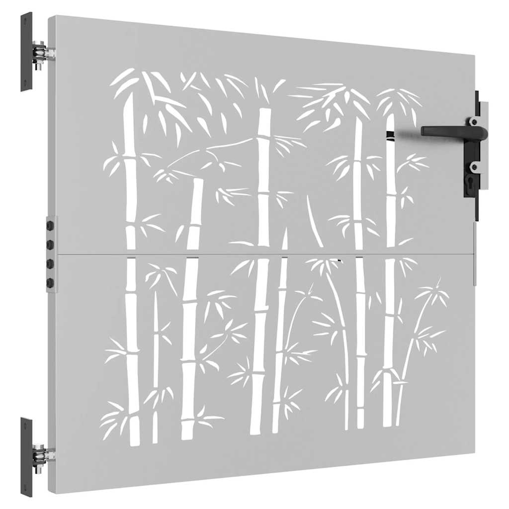 Cancello da giardino 85x100 cm in acciaio corten e bambù | homemem39