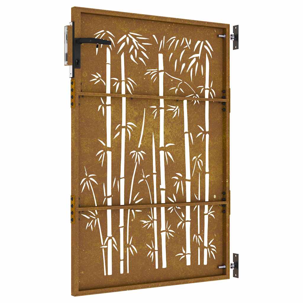 Cancello da giardino 85x125 cm in acciaio Corten e design in bambù | homemem39