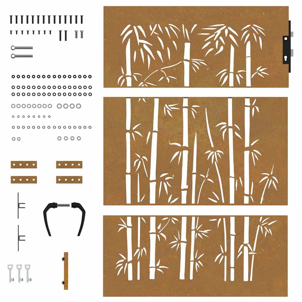 Cancello da giardino 85x125 cm in acciaio Corten e design in bambù | homemem39