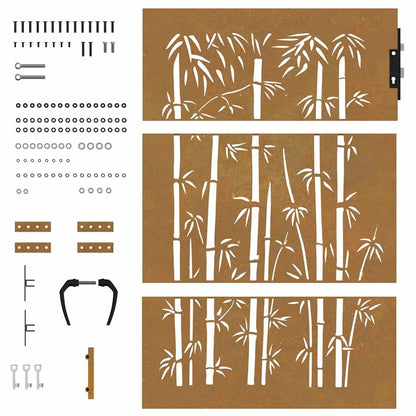 Cancello da giardino 85x125 cm in acciaio Corten e design in bambù | homemem39