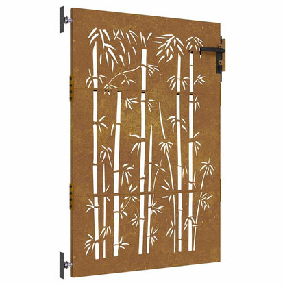 Cancello da giardino 85x150 cm in acciaio Corten e bambù | homemem39