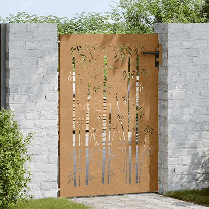 Cancello da giardino 85x150 cm in acciaio Corten e bambù | homemem39