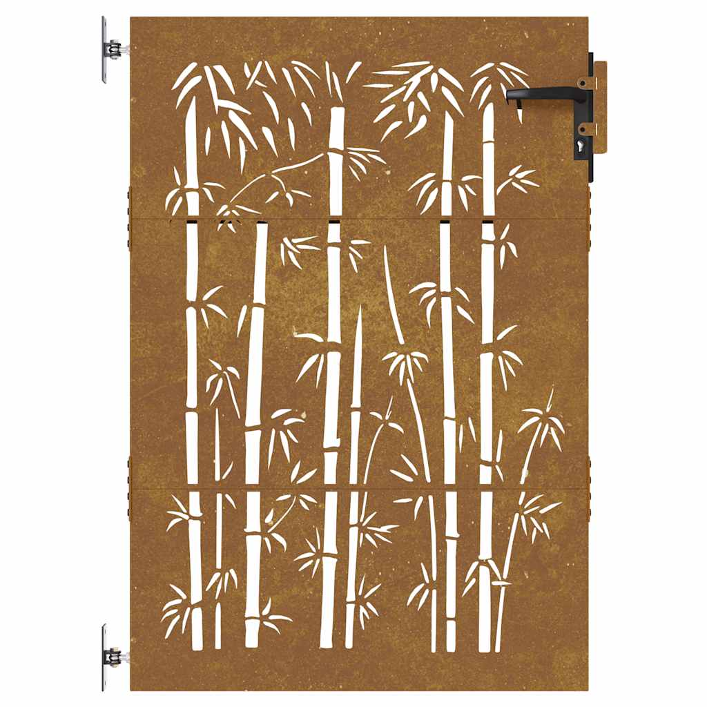 Cancello da giardino 85x150 cm in acciaio Corten e bambù | homemem39
