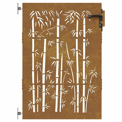 Cancello da giardino 85x150 cm in acciaio Corten e bambù | homemem39