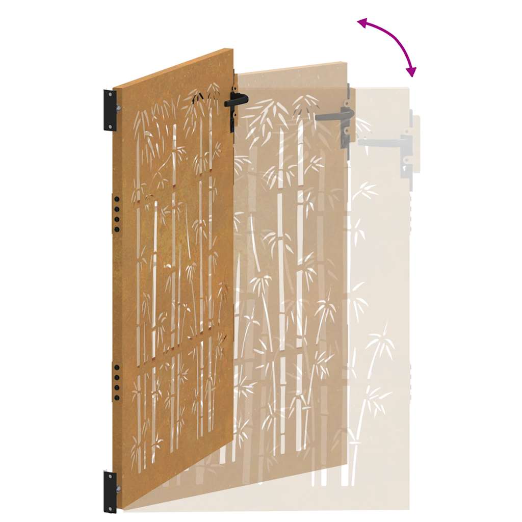 Cancello da giardino 85x150 cm in acciaio Corten e bambù | homemem39