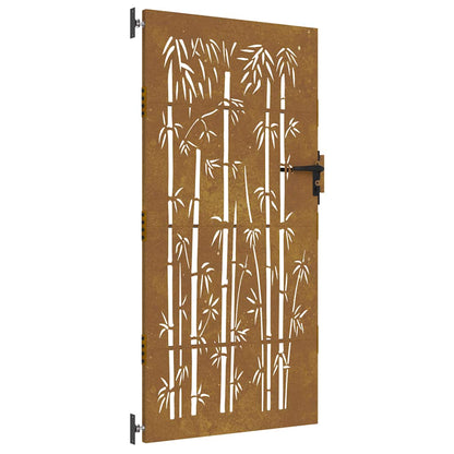 Cancello da giardino 85x200 cm in acciaio corten e design in bambù | homemem39