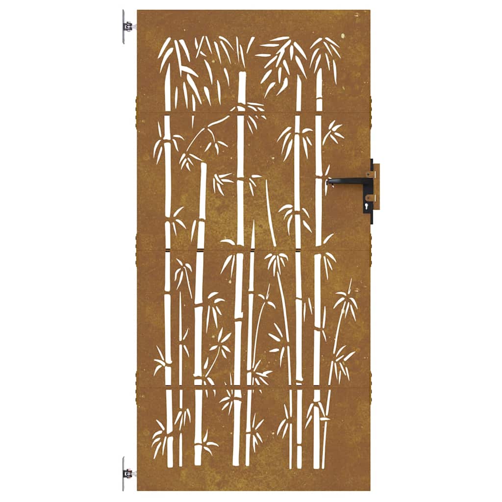 Cancello da giardino 85x200 cm in acciaio corten e design in bambù | homemem39