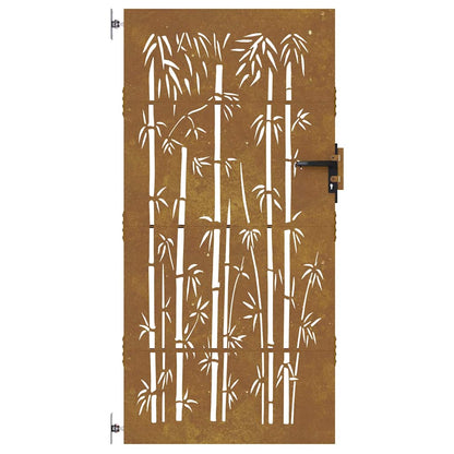 Cancello da giardino 85x200 cm in acciaio corten e design in bambù | homemem39