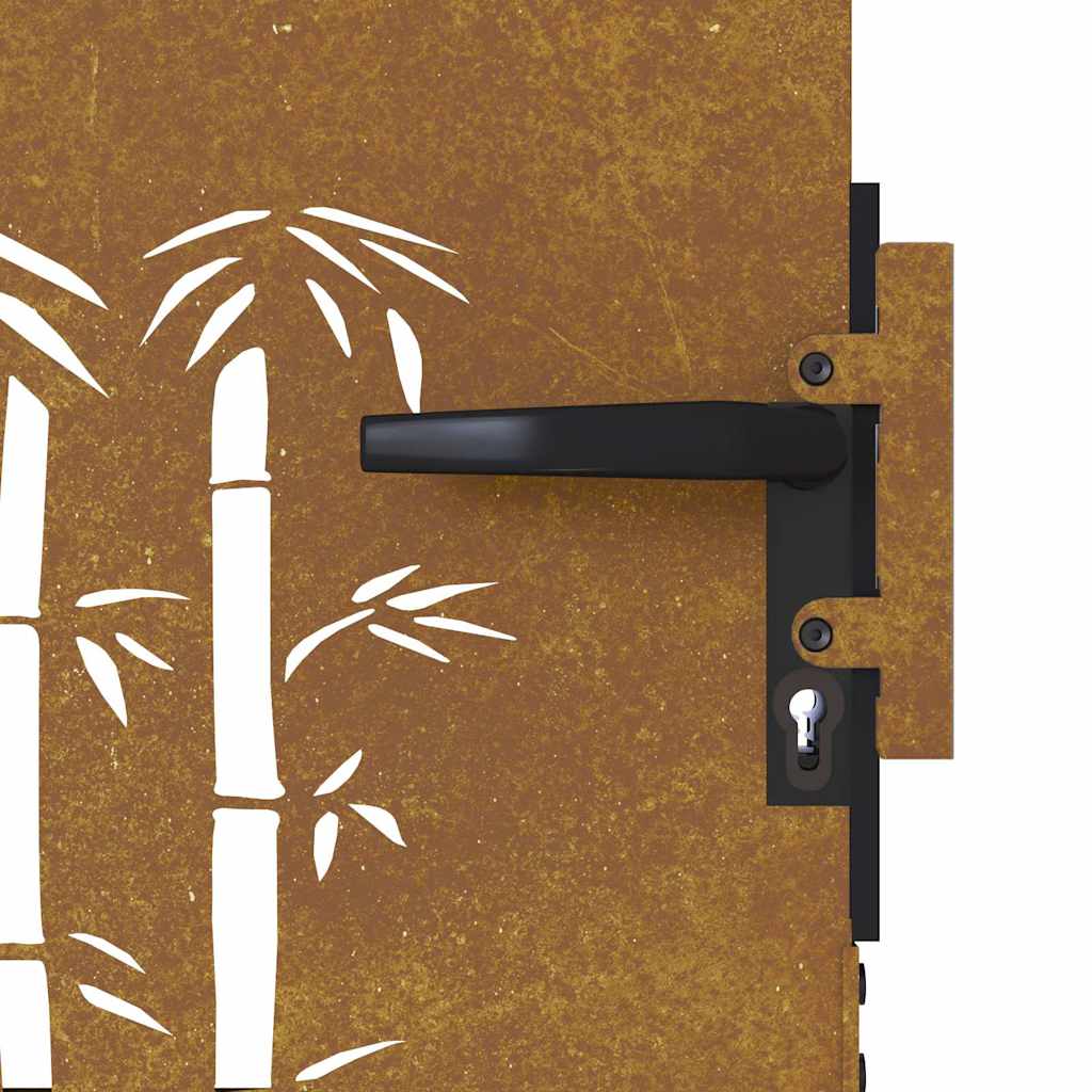 Cancello da giardino 85x200 cm in acciaio corten e design in bambù | homemem39