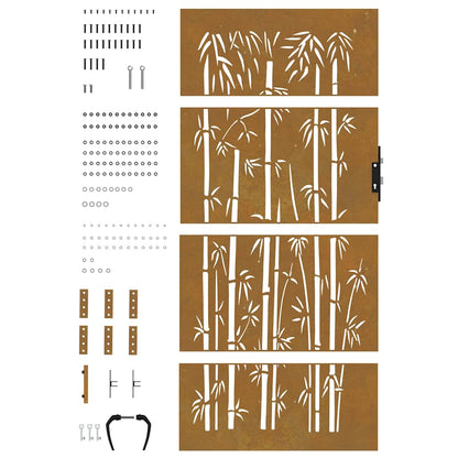 Cancello da giardino 85x200 cm in acciaio corten e design in bambù | homemem39