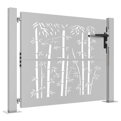 Cancello da giardino 100x75 cm in acciaio Corten e design in bambù | homemem39