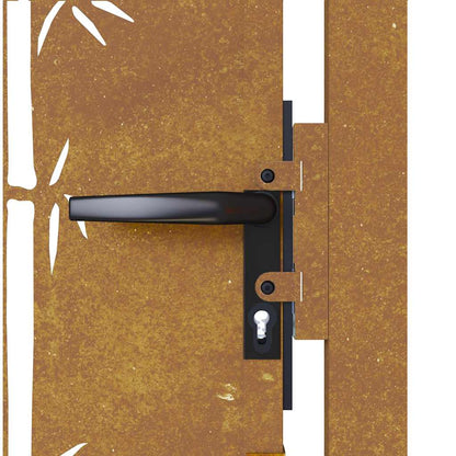 Cancello da giardino 100x75 cm in acciaio Corten e design in bambù | homemem39