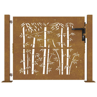 Cancello da giardino 100x100 cm in acciaio Corten e design in bambù | homemem39