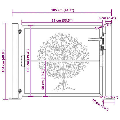 Cancello da giardino 100x100 cm in acciaio Corten e design in bambù | homemem39