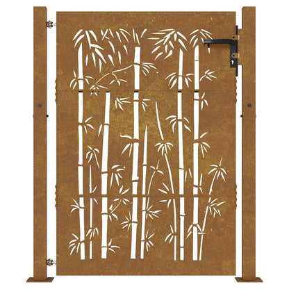 Cancello da giardino 100x150 cm in acciaio Corten e design in bambù | homemem39