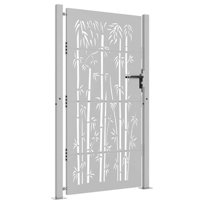 Cancello da giardino 100x200 cm in acciaio corten e design in bambù | homemem39
