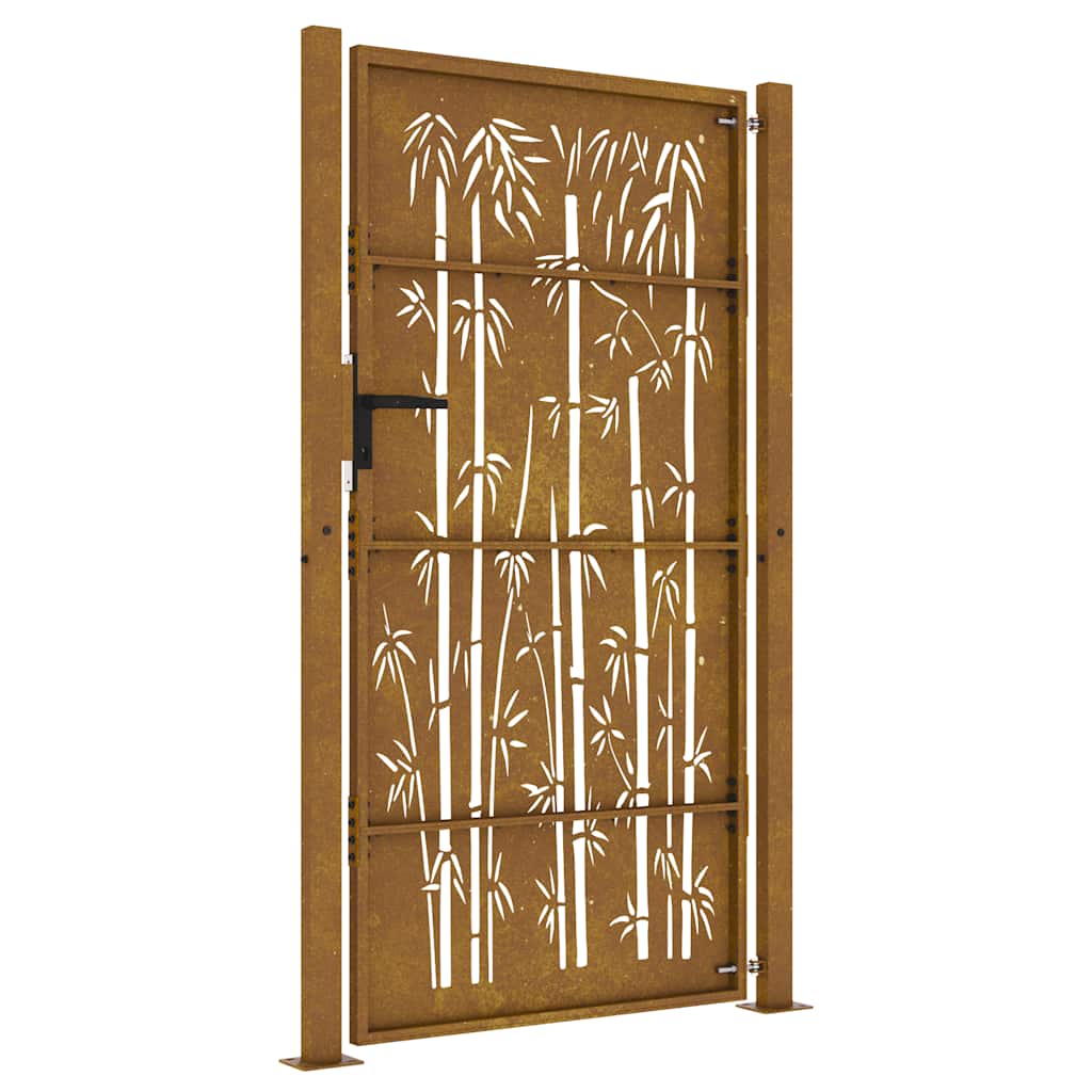 Cancello da giardino 100x200 cm in acciaio corten e design in bambù | homemem39